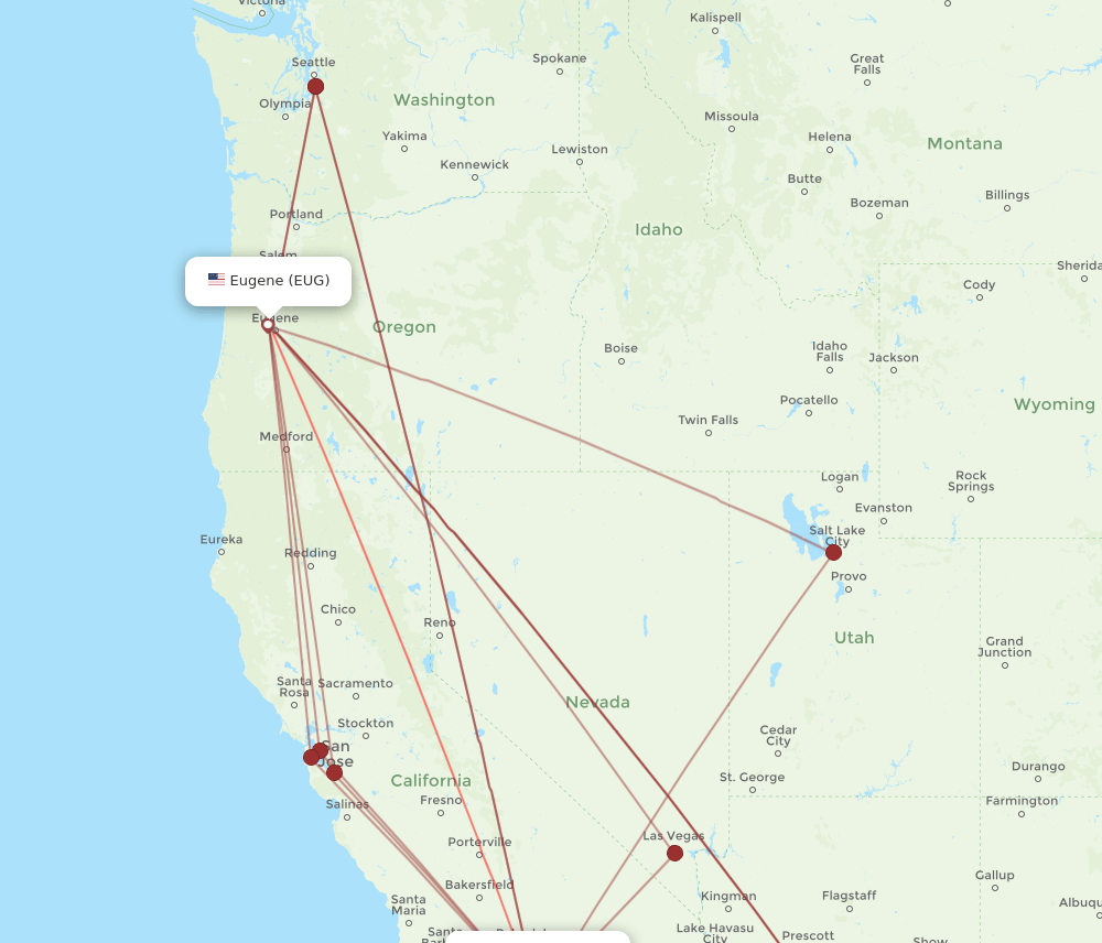 EUG-SNA flight routes