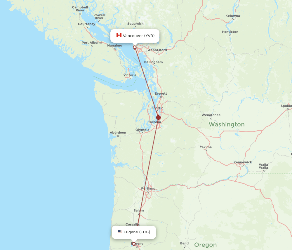 EUG-YVR flight routes