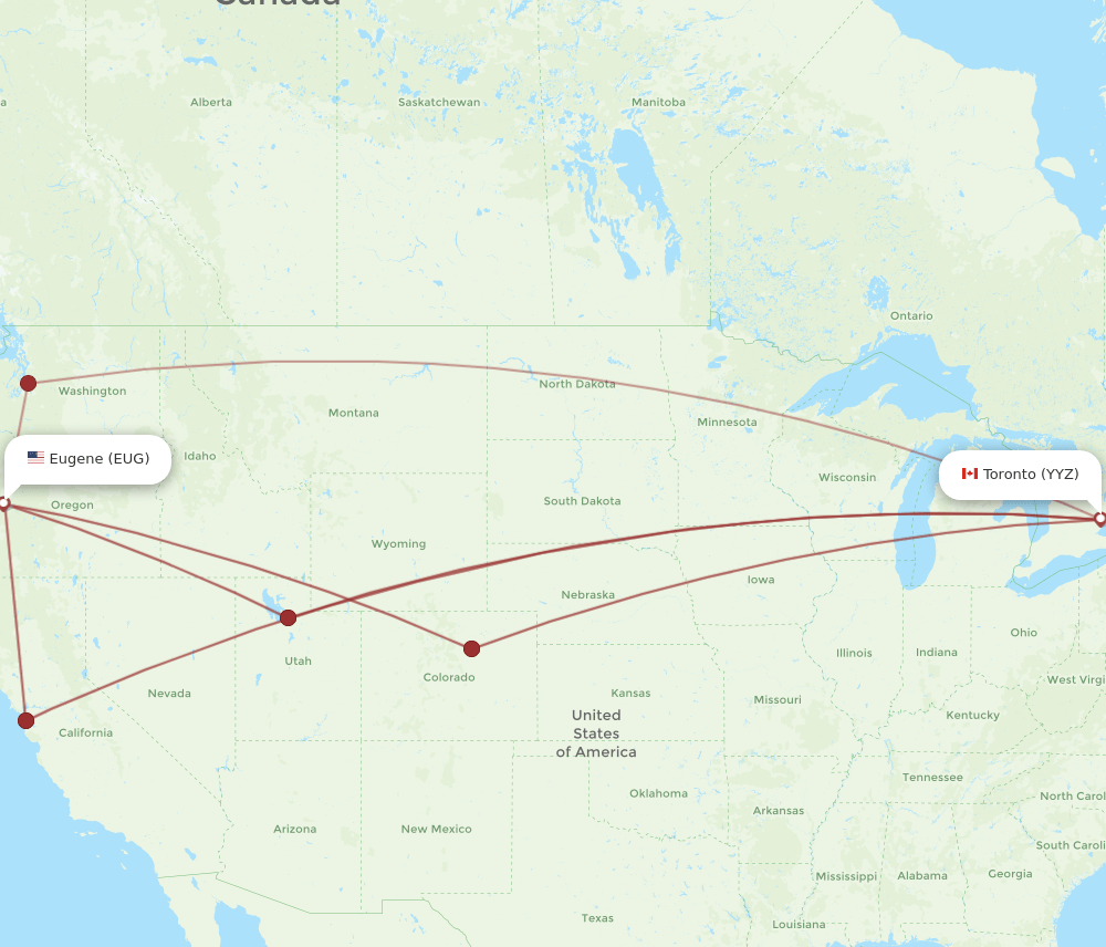 EUG-YYZ flight routes