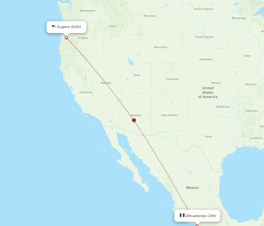 EUG-ZIH flight routes