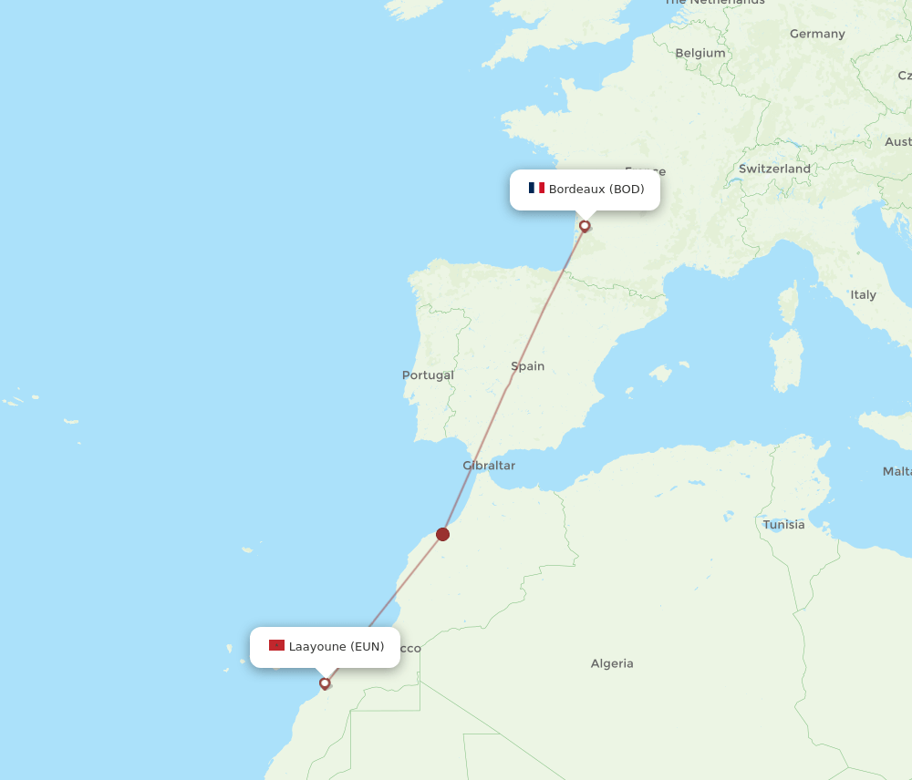 EUN-BOD flight routes
