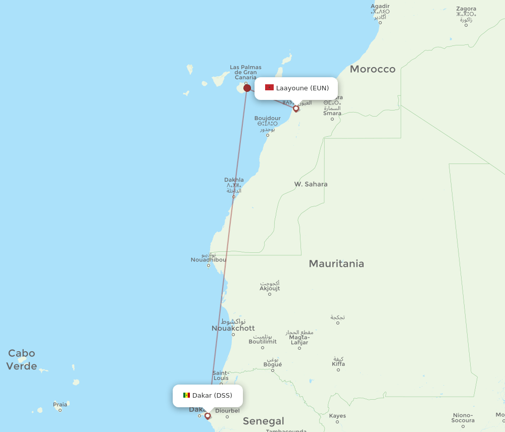 EUN to DSS flights and routes map