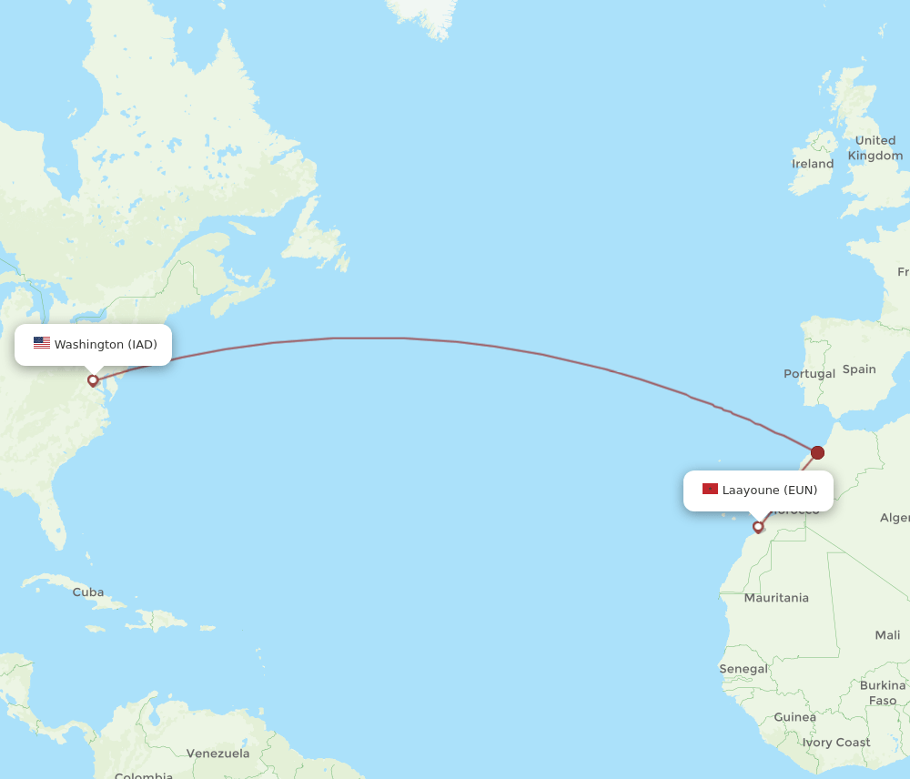 EUN to IAD flights and routes map