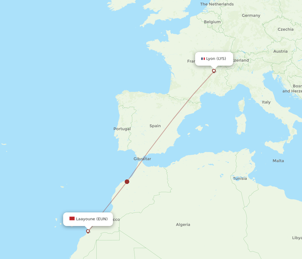 EUN-LYS flight routes