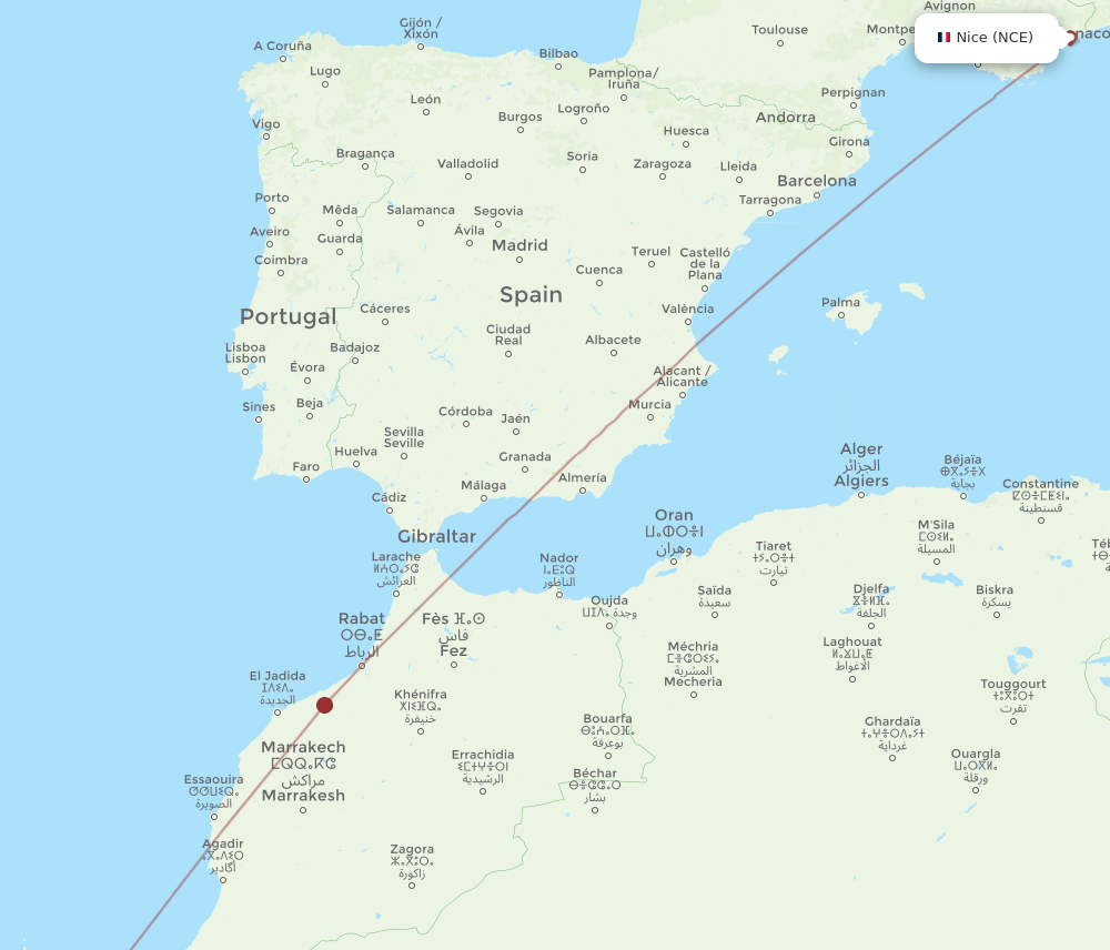 EUN-NCE flight routes