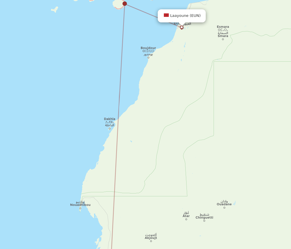 EUN-NKC flight routes