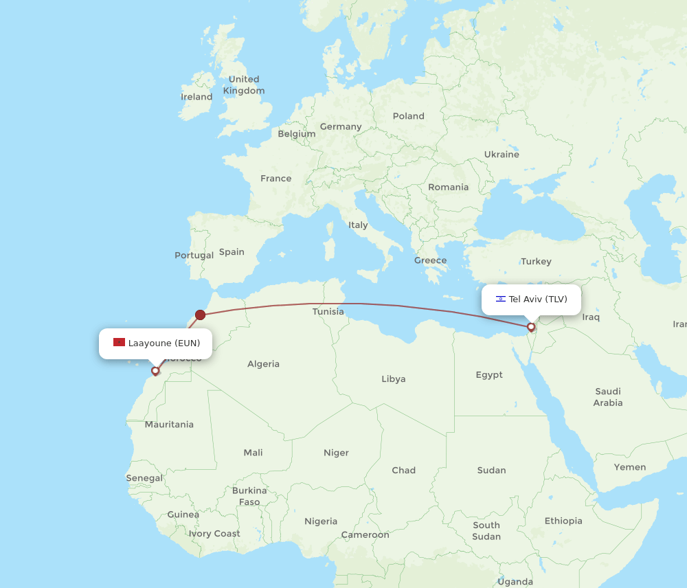EUN-TLV flight routes