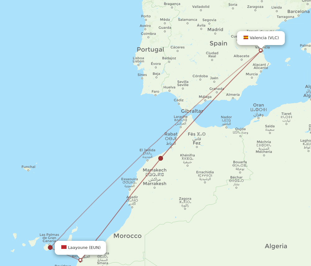 EUN-VLC flight routes