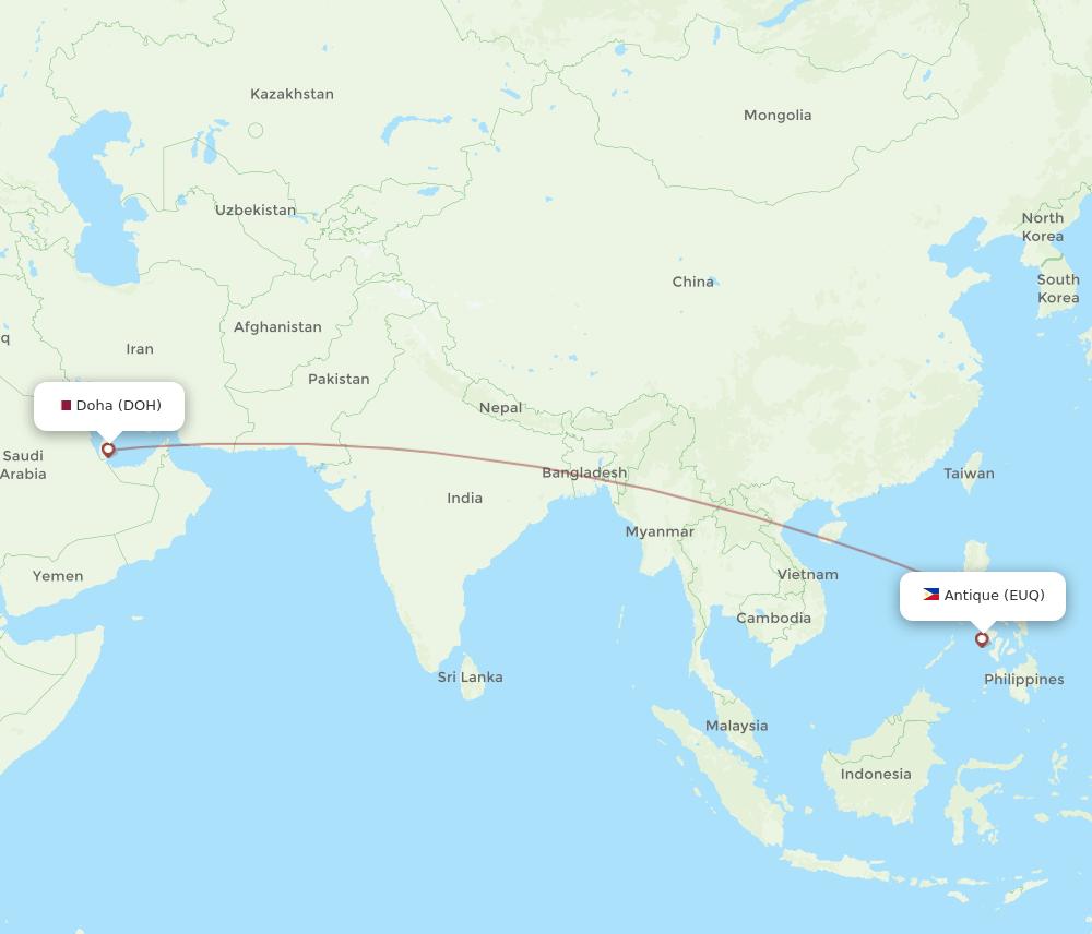 EUQ-DOH flight routes