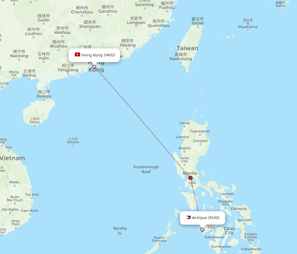 EUQ-HKG flight routes