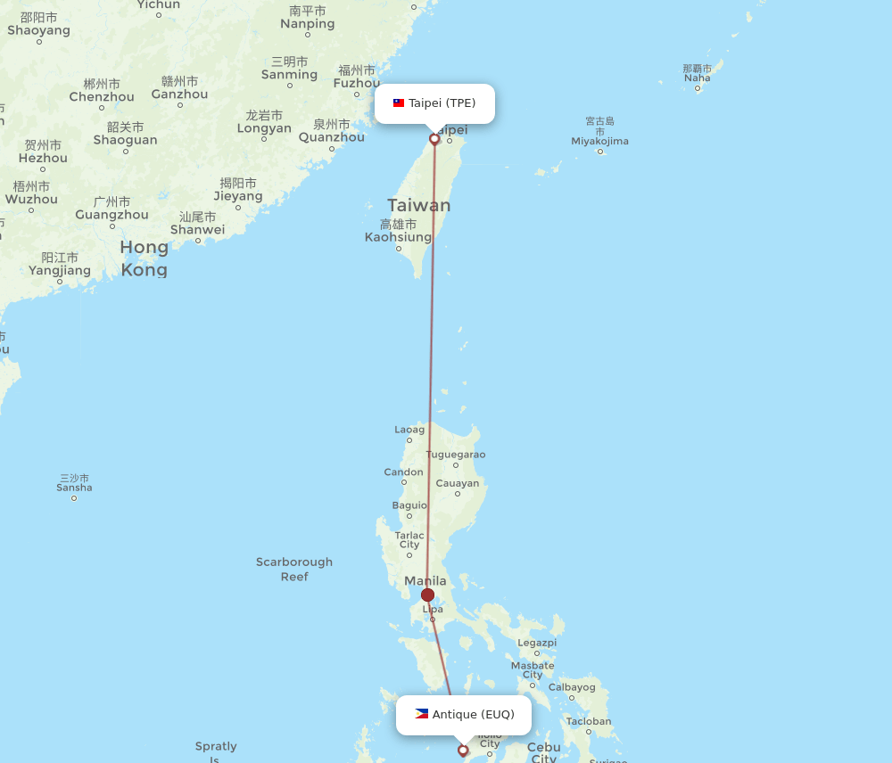 Taipei - Antique route map and flight paths