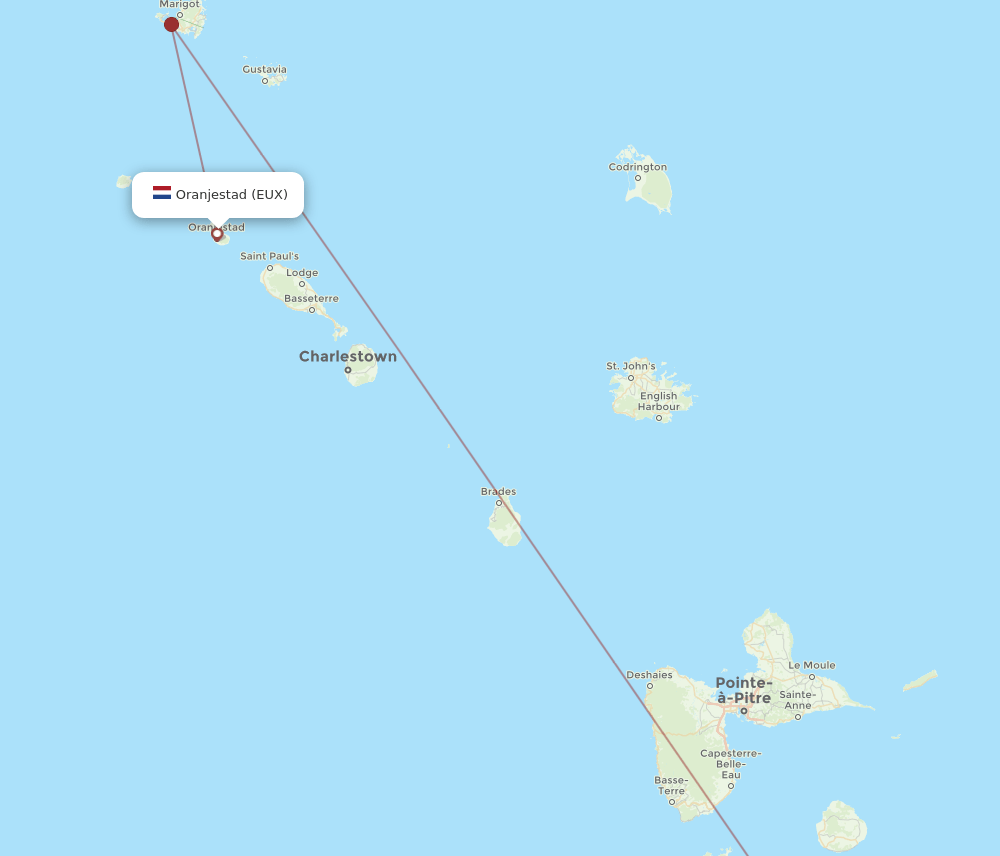 EUX-DOM flight routes