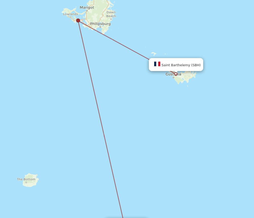 EUX-SBH flight routes