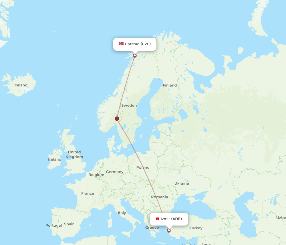 EVE to ADB flights and routes map