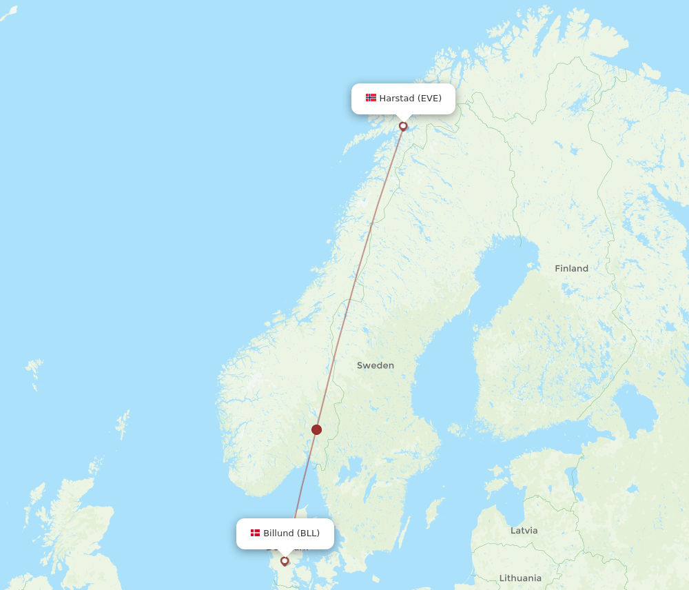 EVE-BLL flight routes