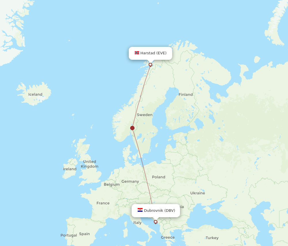EVE-DBV flight routes
