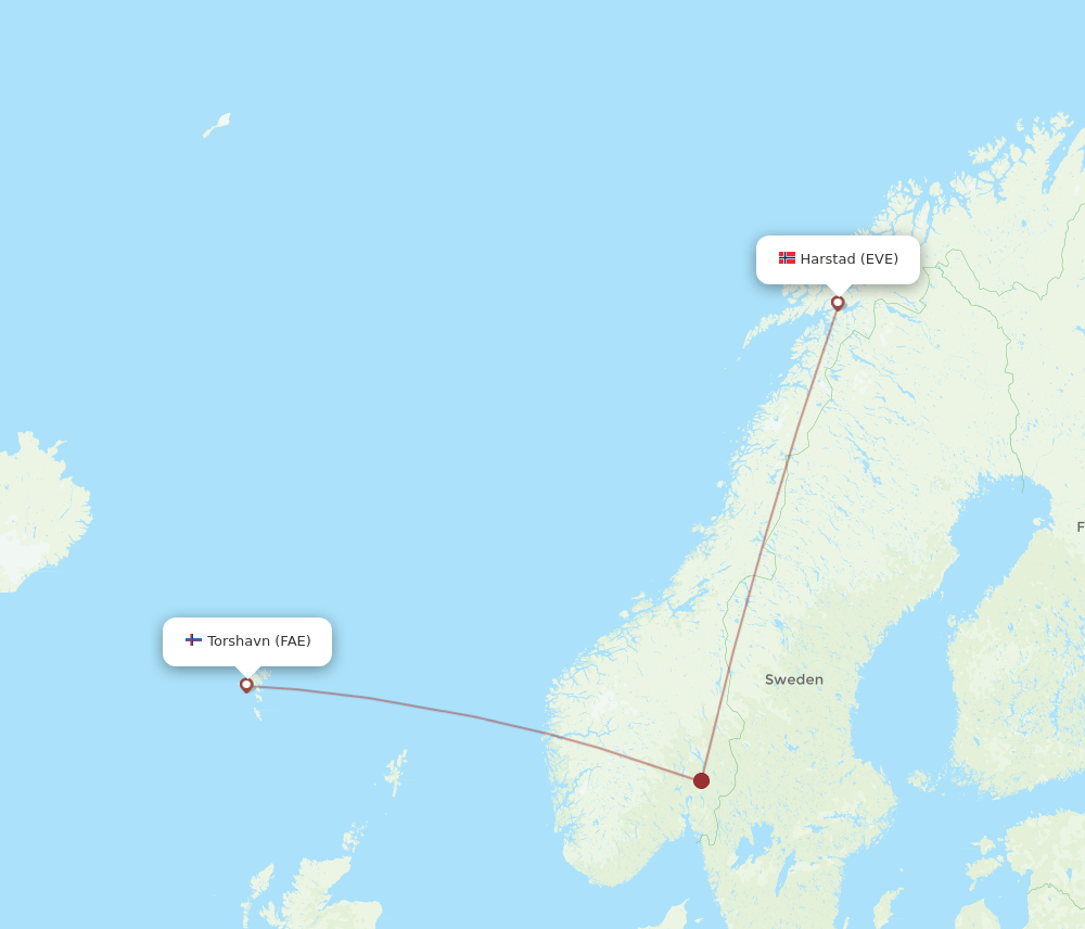 EVE-FAE flight routes