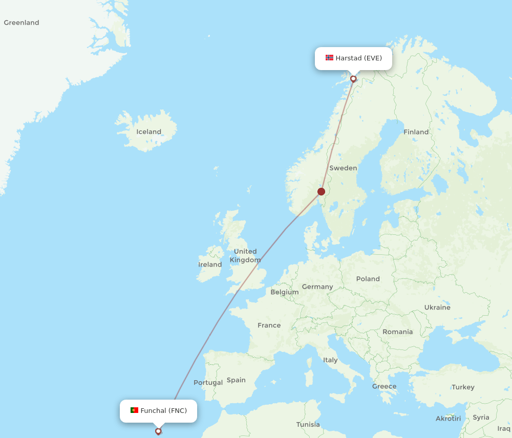 EVE-FNC flight routes