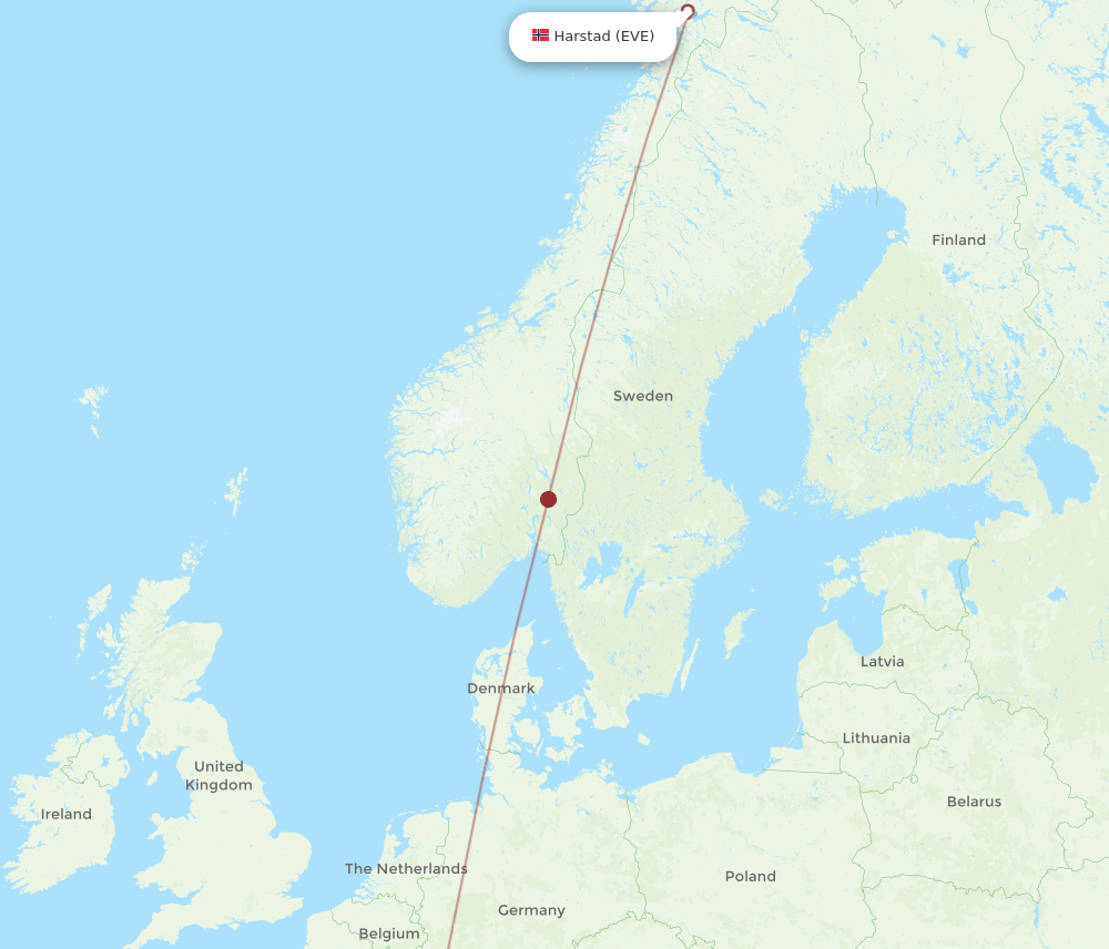 EVE to GVA flights and routes map