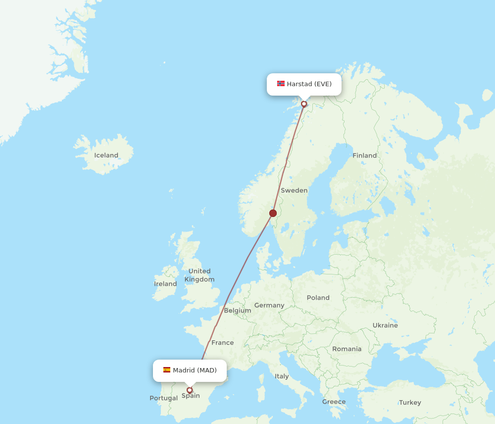 EVE-MAD flight routes
