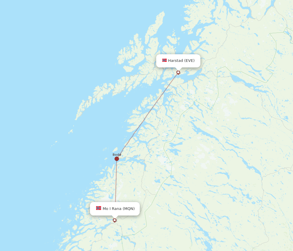 EVE to MQN flights and routes map