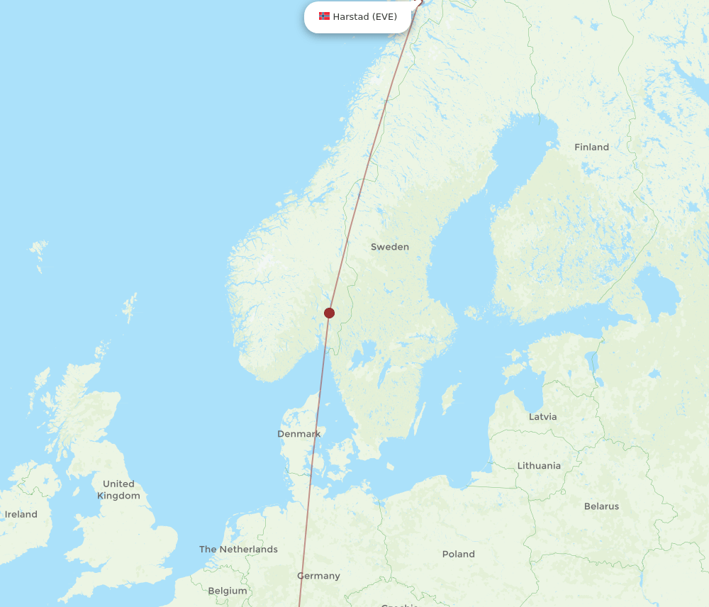 EVE to MXP flights and routes map