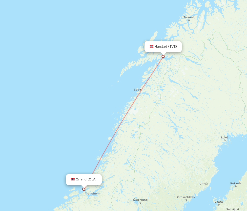 Harstad-Narvik - Orland route map and flight paths