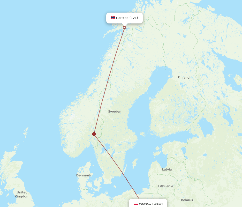 EVE-WAW flight routes