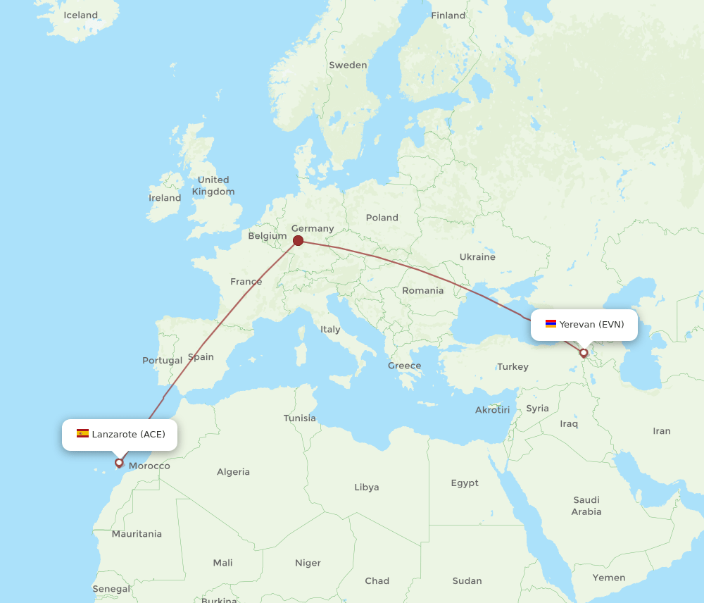 EVN-ACE flight routes