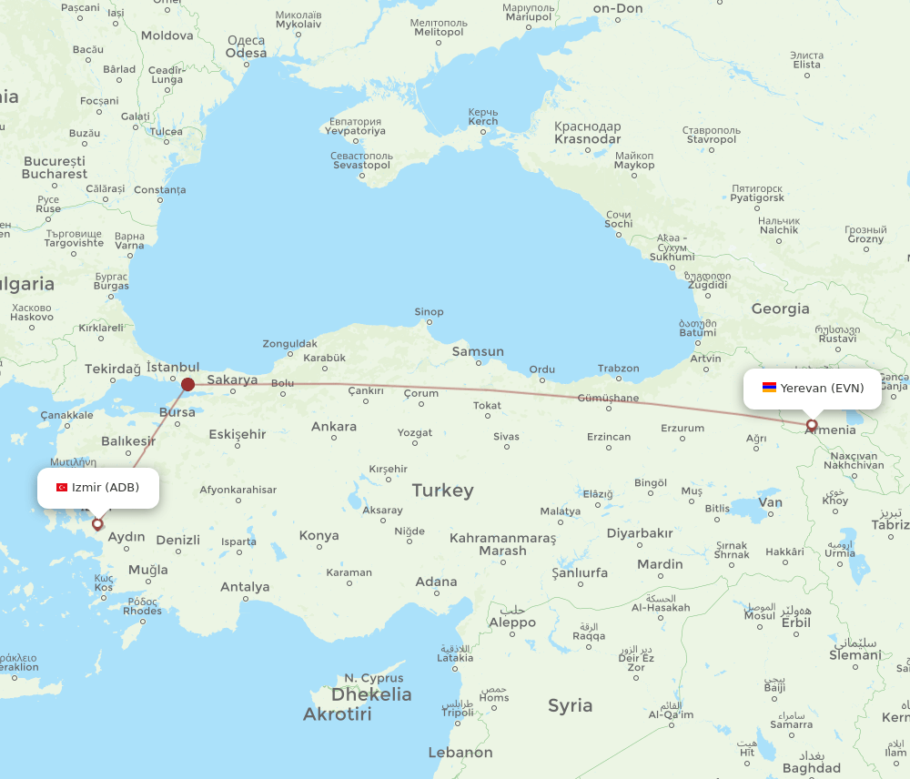 EVN-ADB flight routes