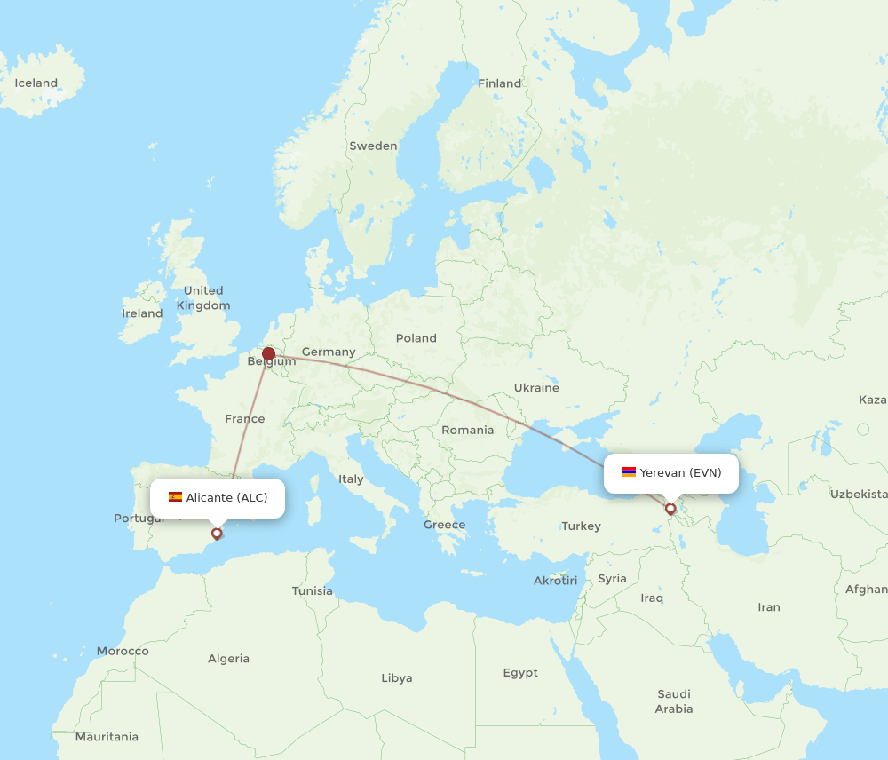 EVN to ALC flights and routes map