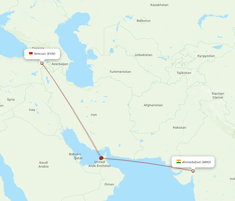 EVN-AMD flight routes