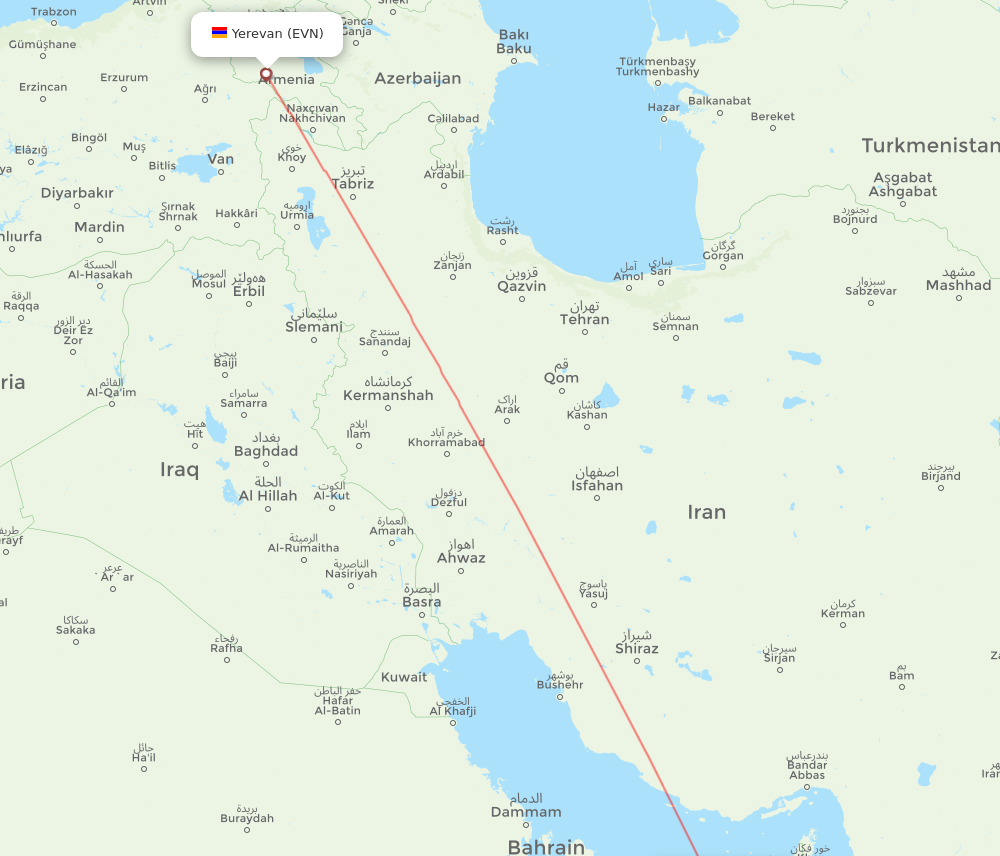 EVN to AUH flights and routes map