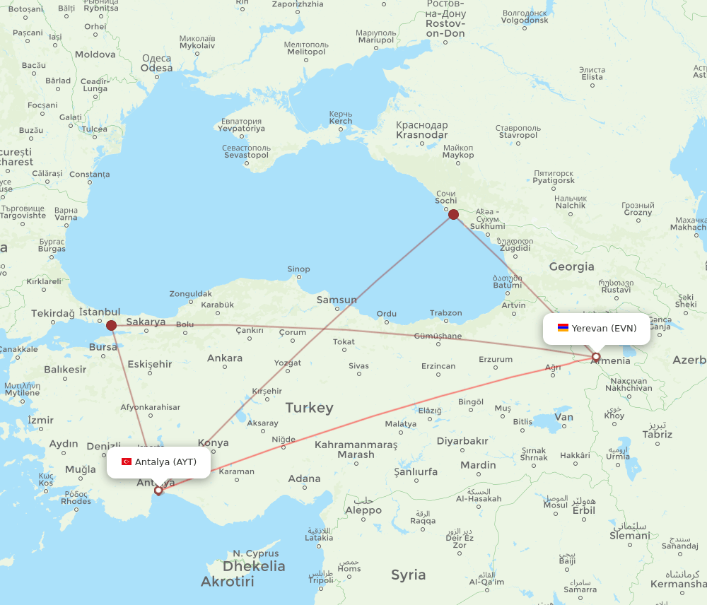 EVN-AYT flight routes