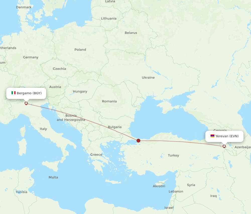 EVN-BGY flight routes