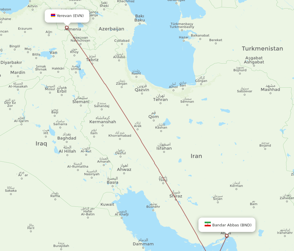 EVN-BND flight routes