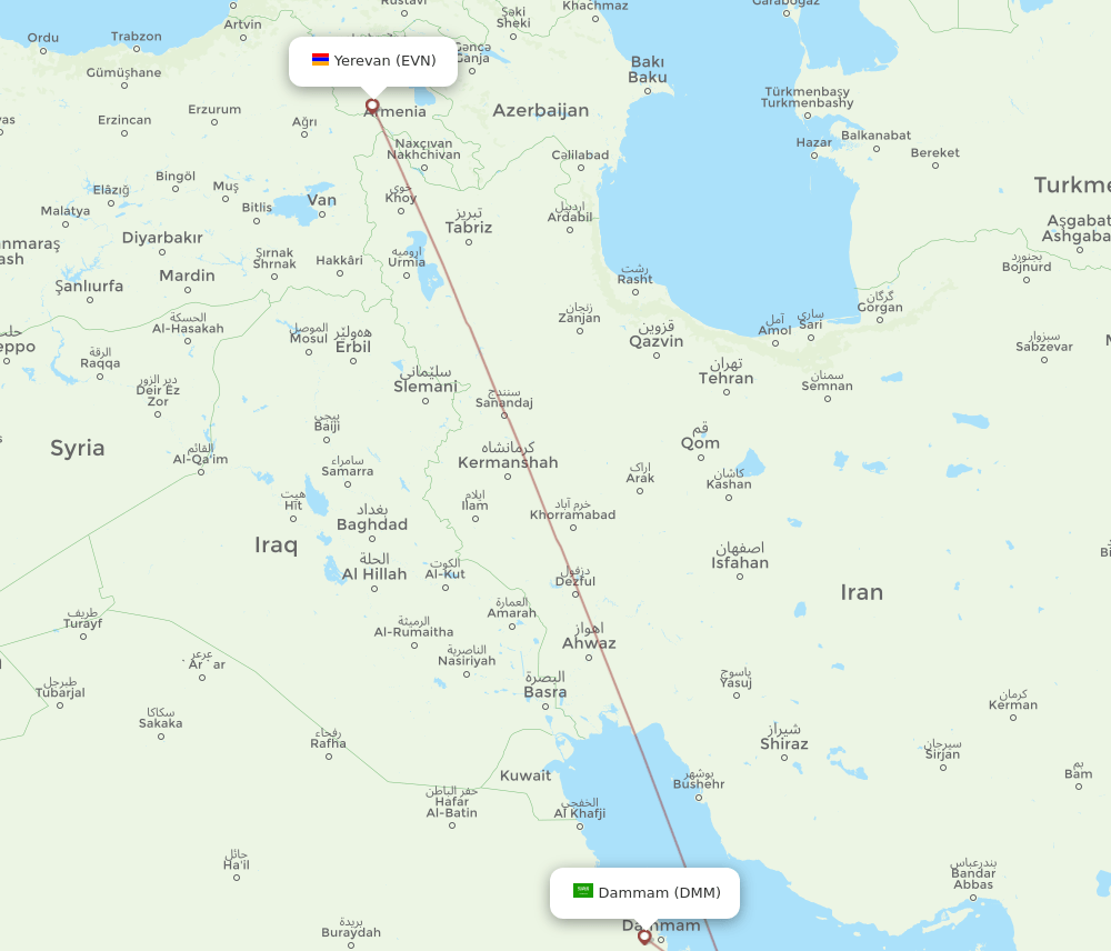 EVN-DMM flight routes