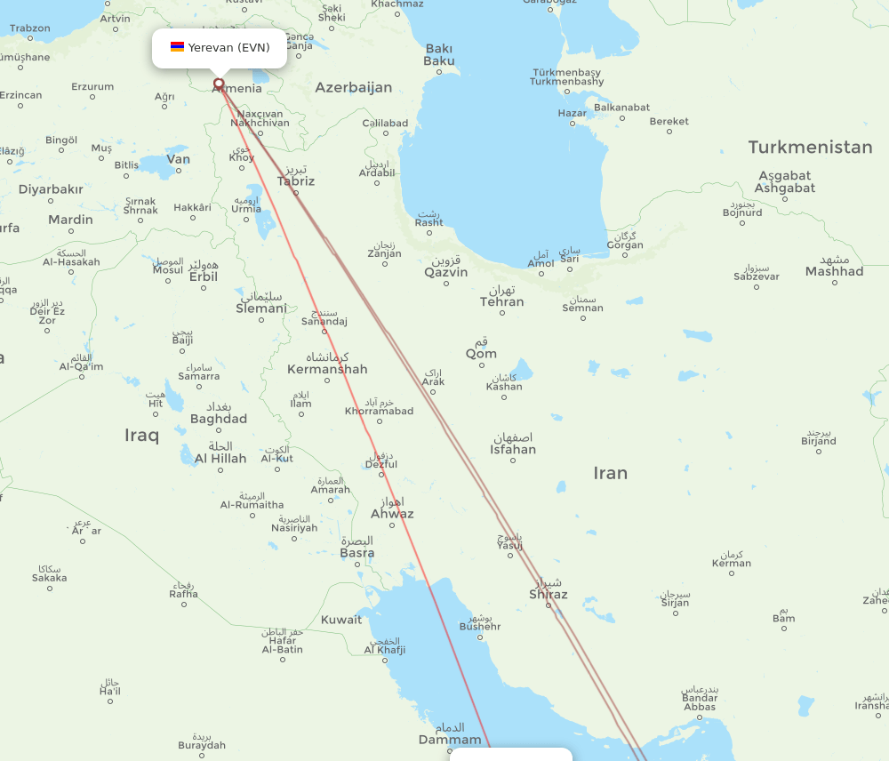 EVN-DOH flight routes