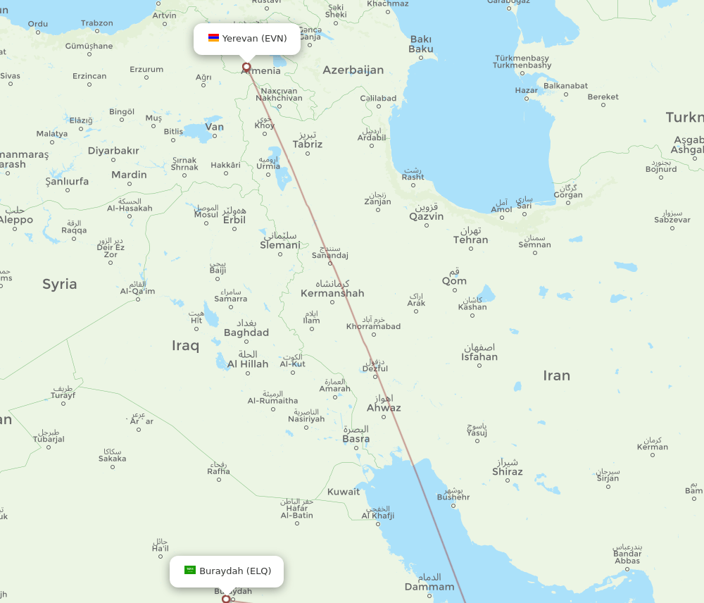 EVN-ELQ flight routes