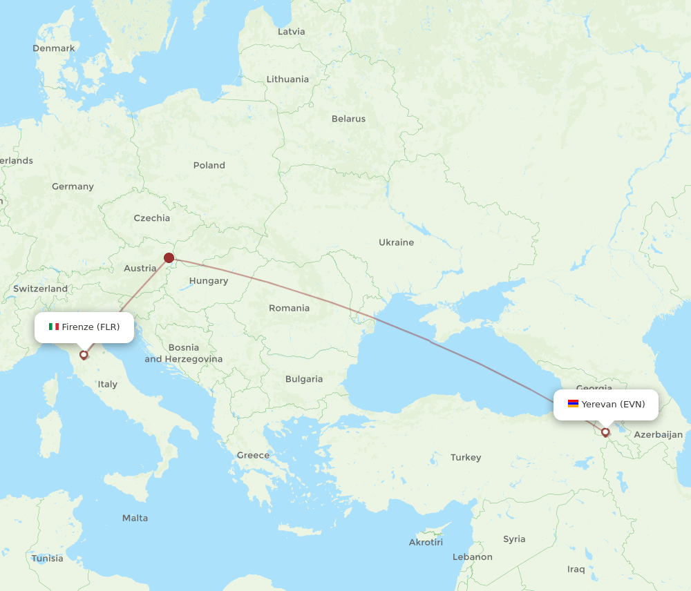 EVN-FLR flight routes