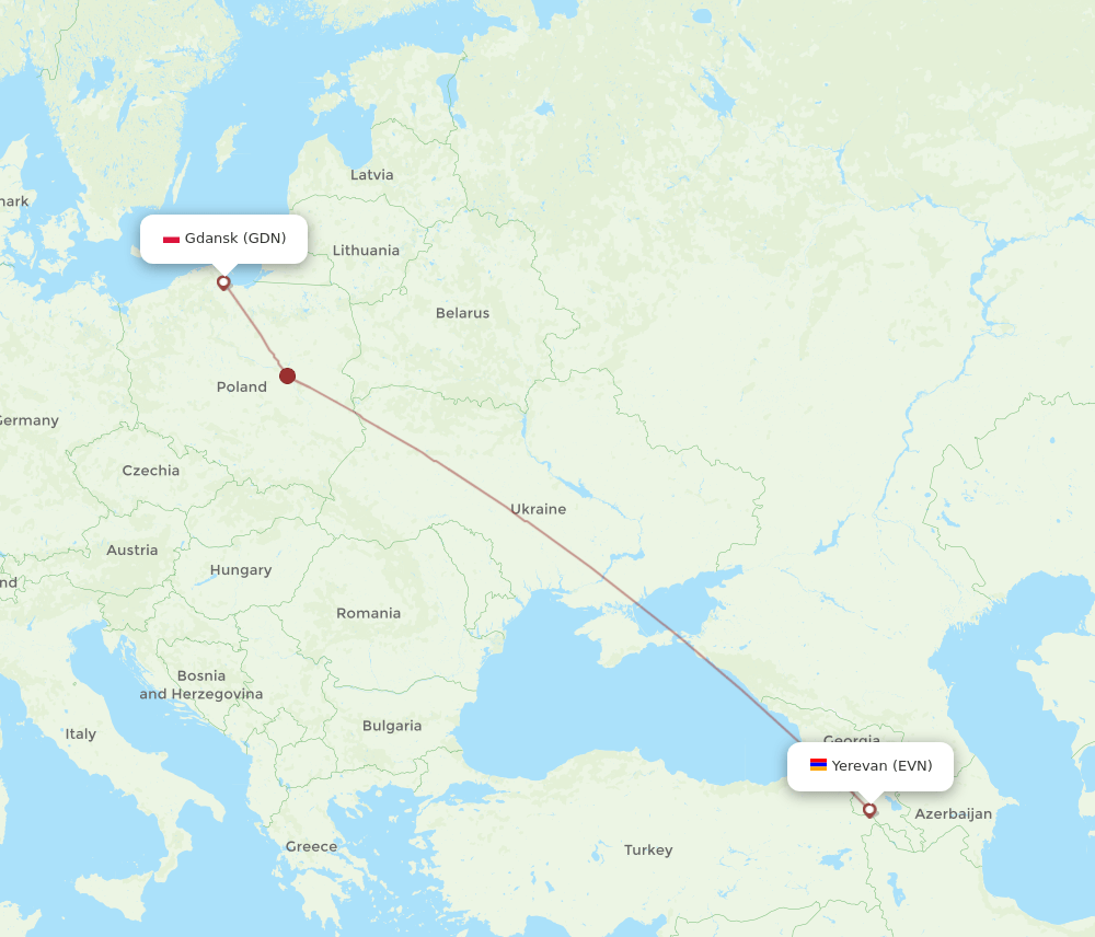 EVN-GDN flight routes