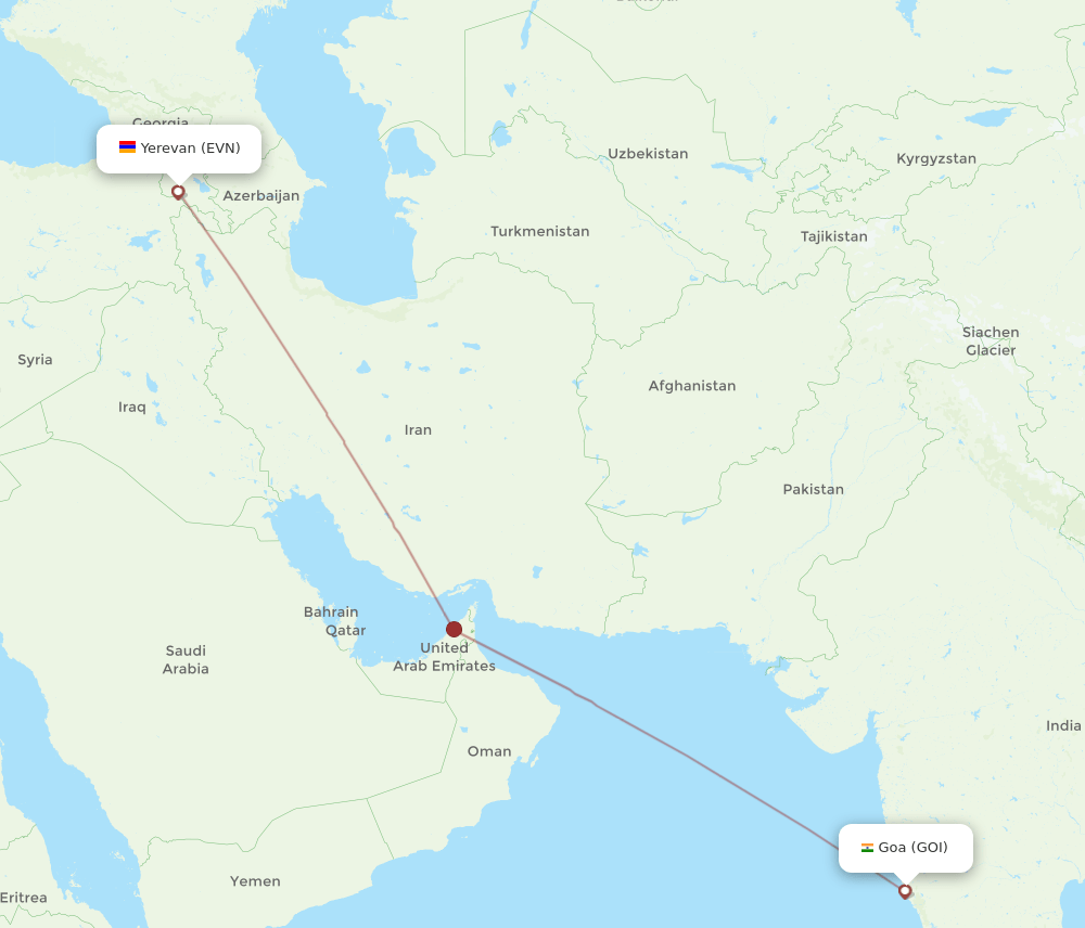 EVN-GOI flight routes