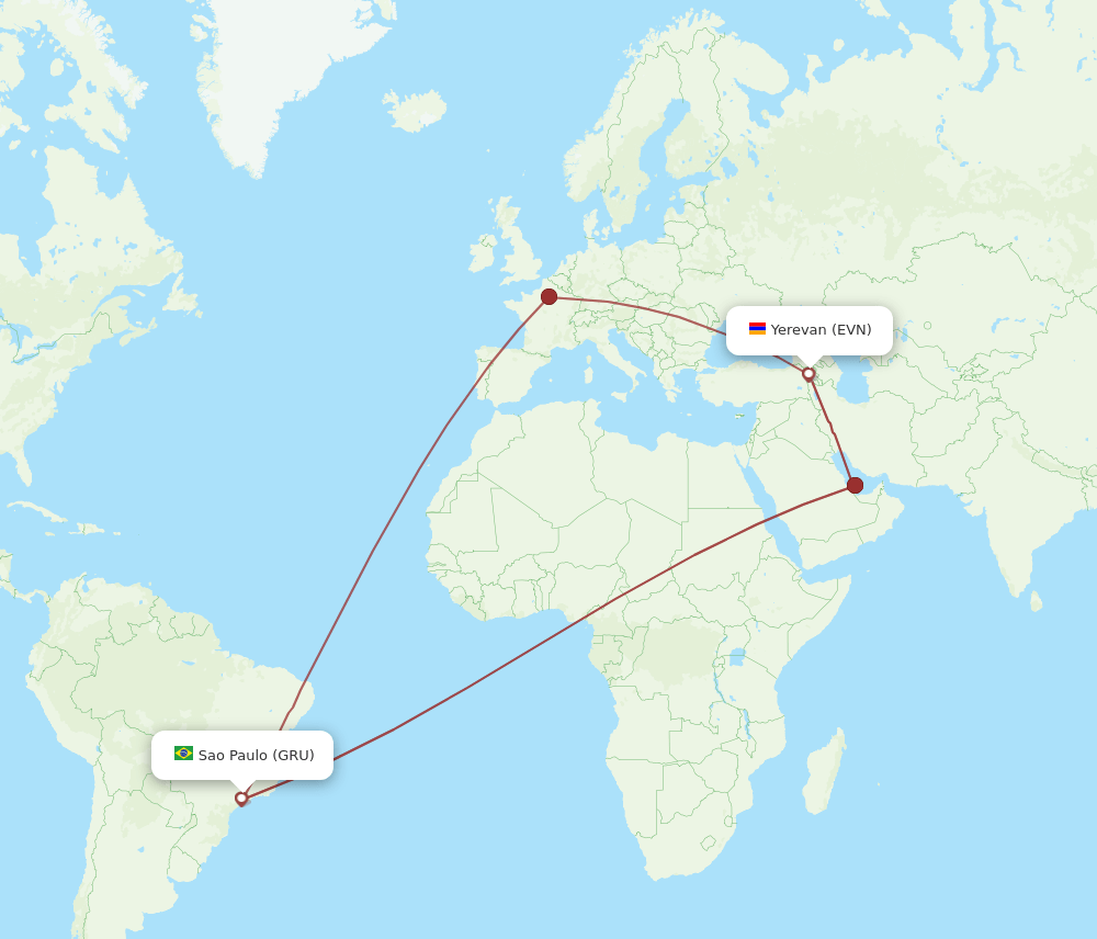 EVN-GRU flight routes