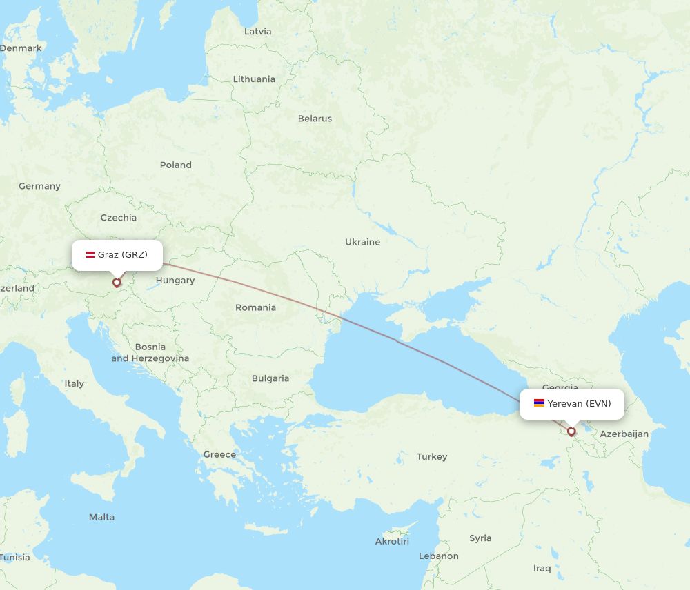 EVN-GRZ flight routes