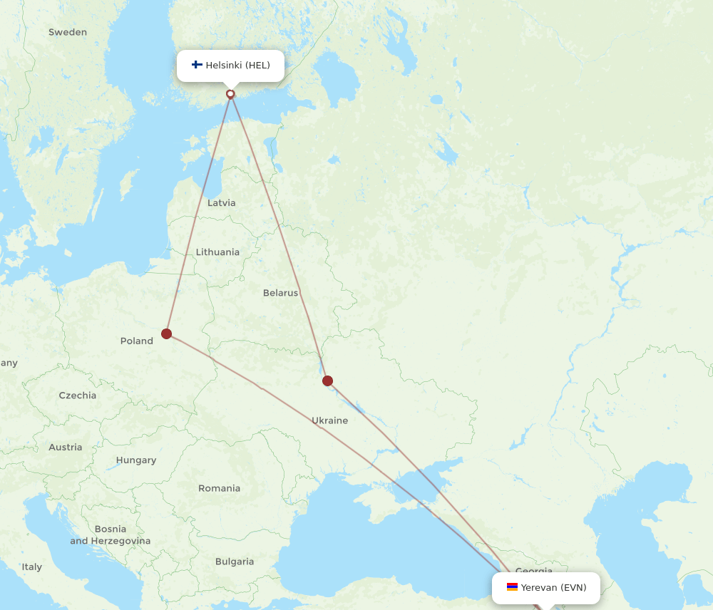 EVN-HEL flight routes