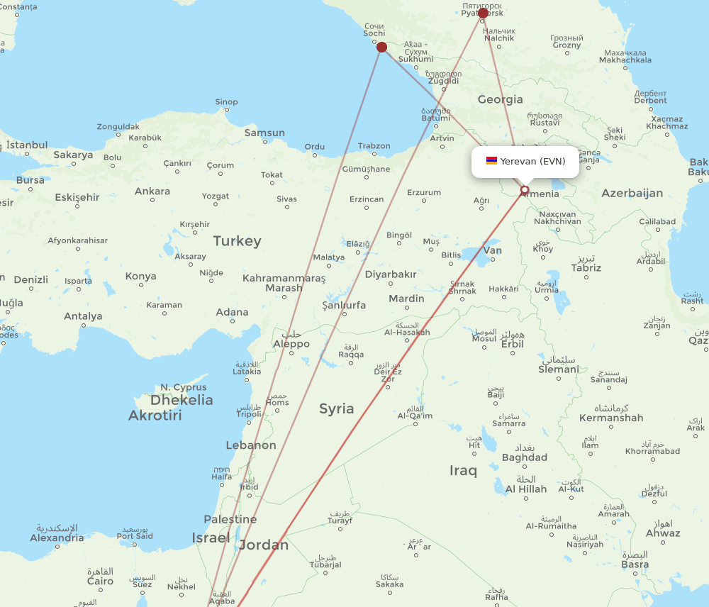 EVN-HRG flight routes