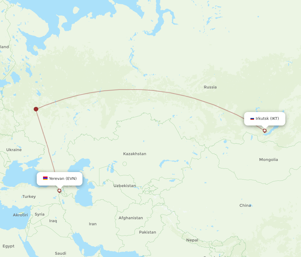 EVN-IKT flight routes