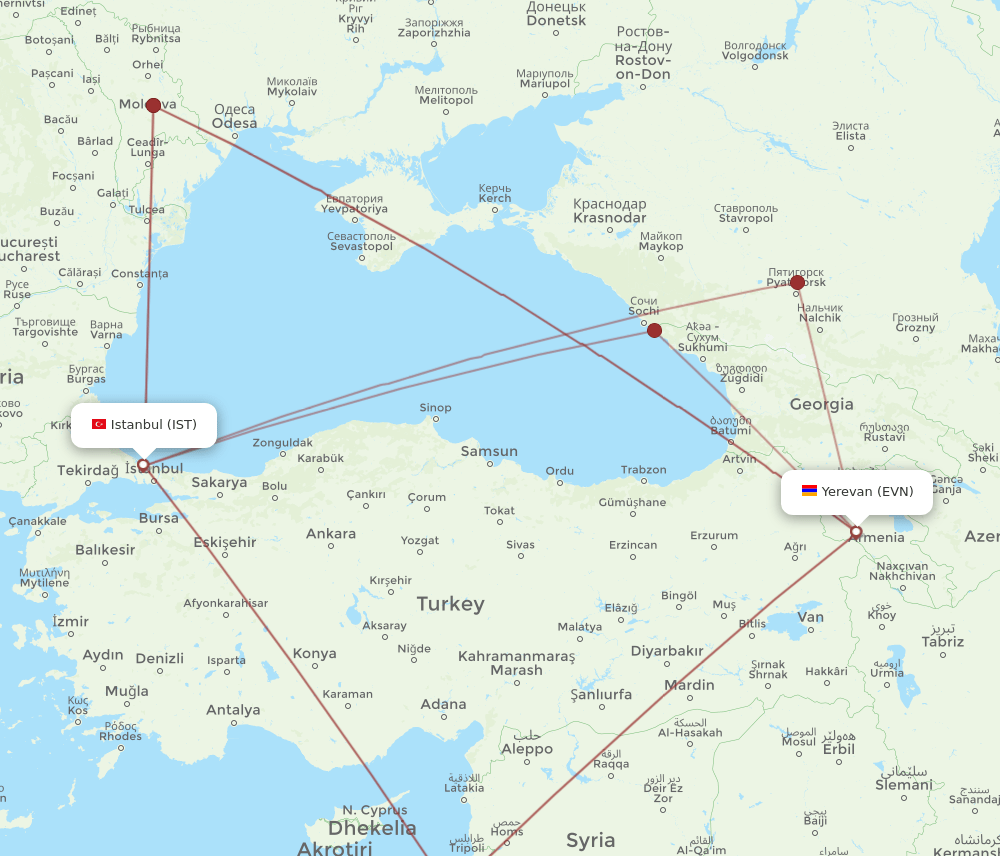EVN-IST flight routes