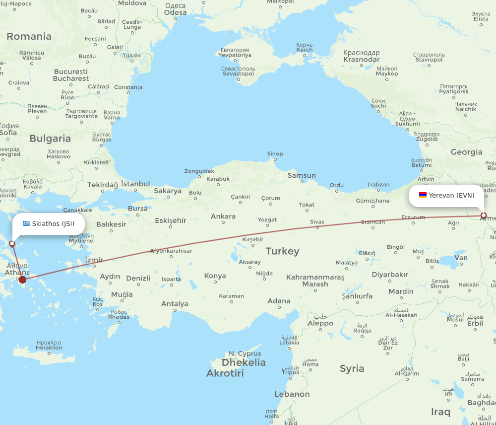 EVN-JSI flight routes