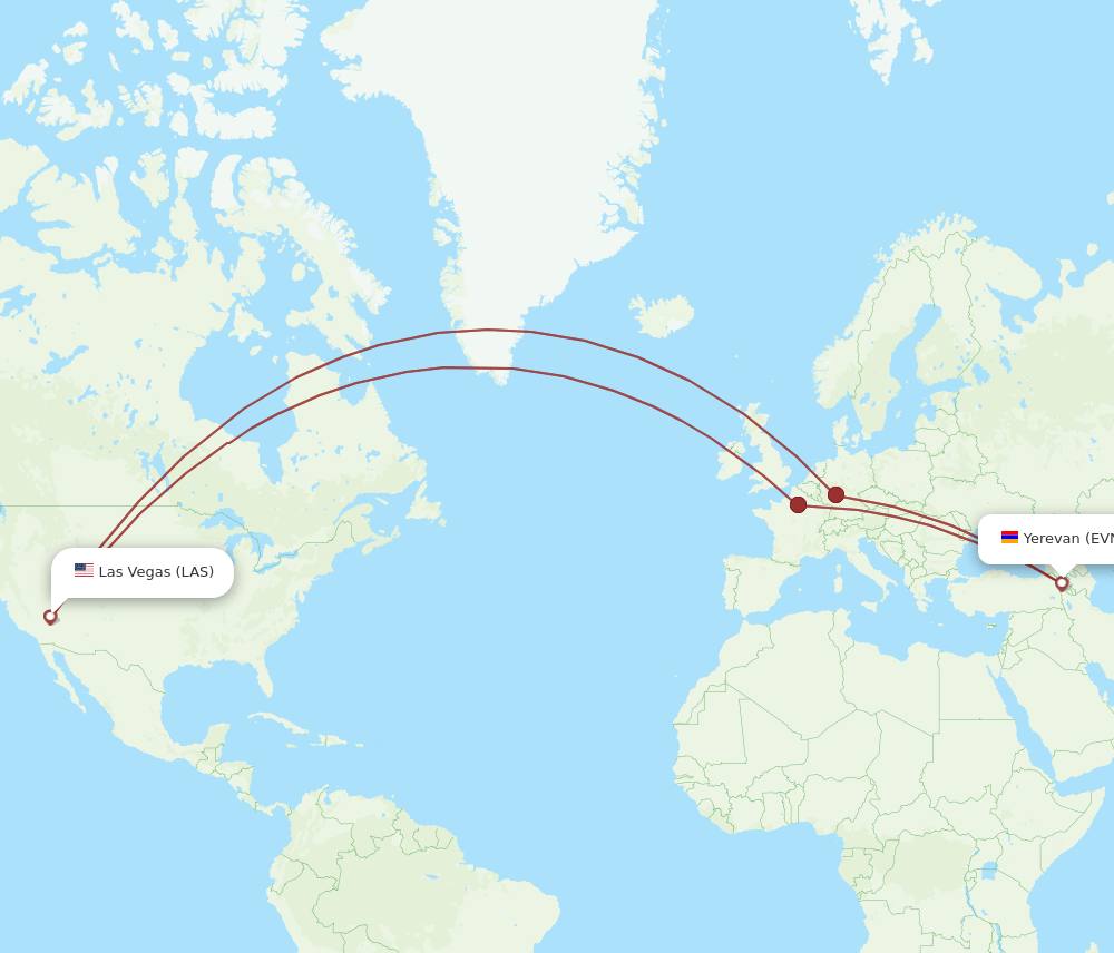 EVN-LAS flight routes